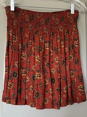 Orange and Yellow Sunflower Mini Skirt